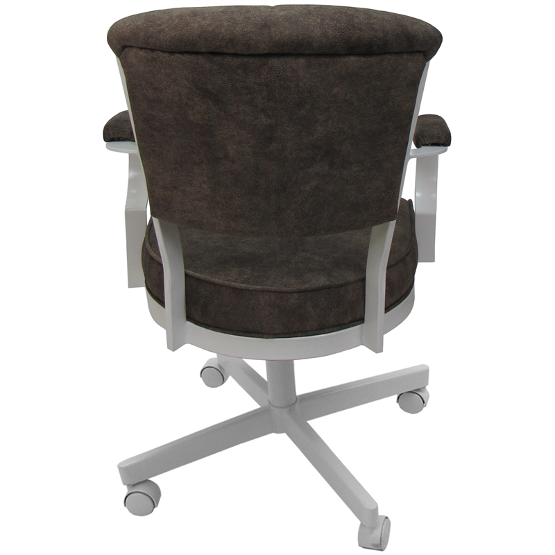 Miami Swivel Tilt Metal Caster Chair - Tobacco Brown Fabric - White Frame