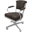 Miami Swivel Tilt Metal Caster Chair - Tobacco Brown Fabric - White Frame