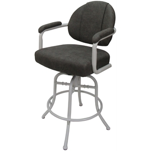 Swivel Tilt Counter Metal Bar Stool 26&quot - M-70 - Dark Gray Fabric - White Frame