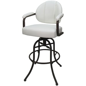 Swivel Tilt Counter Metal Bar Stool 26&quot - M-70 - White Vinyl - Brown Frame