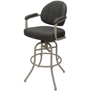 Swivel Tilt Metal Bar Stool 30&quot - M-70 - Dark Gray Fabric- Beige Frame