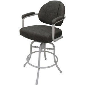Swivel Tilt Metal Bar Stool 30&quot - M-70 - Dark Gray Fabric - White Frame