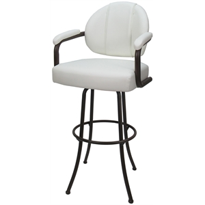 Swivel Extra Tall 34&quot Metal Bar Stool - M-70 - White Vinyl - Brown Frame