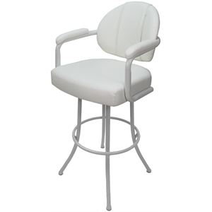 Swivel Extra Tall 34&quot Metal Bar Stool - M-70 - White Vinyl - White Frame