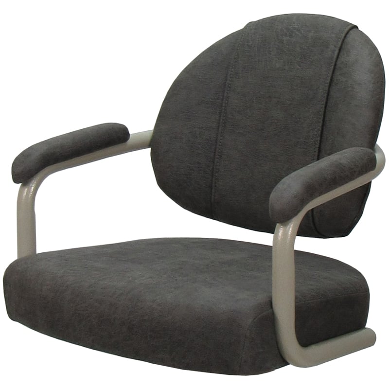 Swivel Metal Dining Caster Chair- M-70 - Dark Gray Fabric - Beige Frame