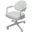 Swivel Metal Dining Caster Chair- M-70 - White Vinyl - White Metal