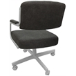 Swivel Metal Dining Caster Chair- M-110 - Dark Gray Fabric - White Frame