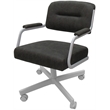 Swivel Metal Dining Caster Chair- M-110 - Dark Gray Fabric - White Frame