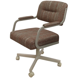 Swivel Metal Dining Caster Chair- M-110 - Red Fabric - Beige Frame