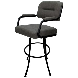 Swivel Extra Tall 34&quot Metal Bar Stool - M-110 - Dark Gray Fabric - Black Frame