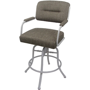 Swivel Tilt Counter Metal Bar Stool 26&quot -M-110-Plumley Cocoa (Brown)-White Frame