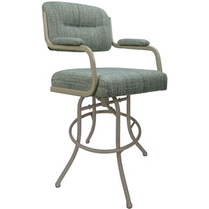 Swivel Tilt Metal Bar Stool 30&quot - M-110 - Watusi Aquatint (Blue) - Beige Frame
