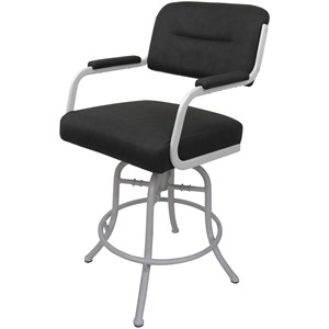 Swivel Counter Metal Bar Stool 26&quot - M-110 - Gray Vinyl - White