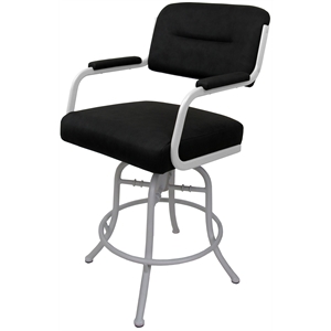 Swivel Metal Bar Stool 30&quot - M-110 - Black Vinyl - White Frame
