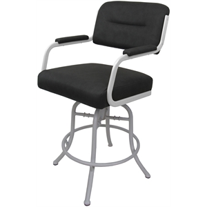 Swivel Metal Bar Stool 30&quot - M-110 - Gray Vinyl - White Frame