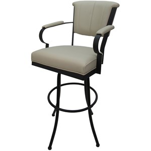 Miami - Extra Tall 34&quot Metal Bar Stools - Ocean Beige Vinyl - Black Frame