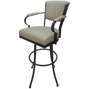 Miami - Extra Tall 34&quot Metal Bar Stools - Ocean Beige Vinyl - Gray Frame