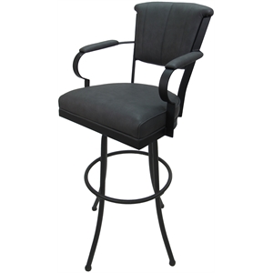 Miami - Extra Tall 34&quot Metal Bar Stools - Gray Vinyl - Gray Frame