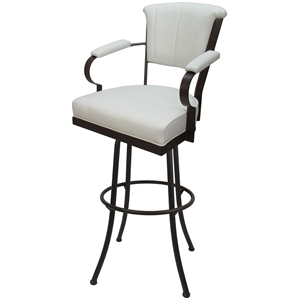 Miami - Extra Tall 34&quot Metal Bar Stools - White Vinyl - Brown Frame
