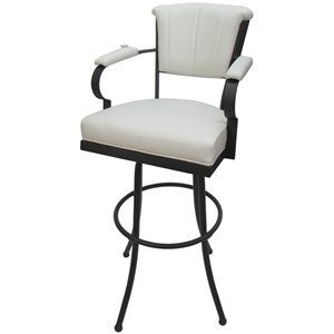 Miami - Extra Tall 34&quot Metal Bar Stools - White Vinyl - Gray Frame