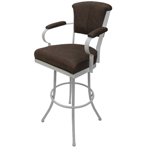 Miami - Extra Tall 34&quot Metal Bar Stools - Outlier Ash Fabric - White Frame