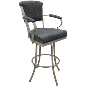 Miami - Extra Tall 34&quot Metal Bar Stools - Outlier Charcoal Fabric - Beige Frame
