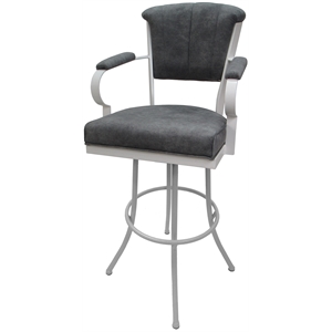 Miami - Extra Tall 34&quot Metal Bar Stools - Outlier Charcoal Fabric - White Frame
