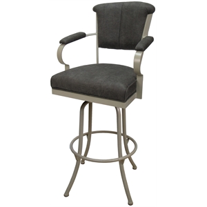 Miami - Extra Tall 34&quot Metal Bar Stools - Northwest Elk (Dark Gray) -Beige Frame