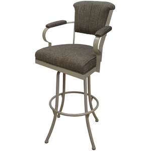 Miami - Extra Tall 34&quot Metal Bar Stools - Plumley Cocoa (Beige) - Beige Frame