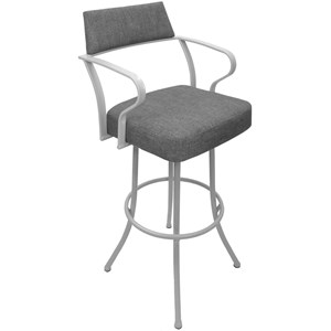 Carolina Extra Tall 34&quot Swivel Metal Bar Stool - Mojave Gray Fabric -White Frame
