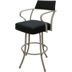Carolina Extra Tall 34&quot Swivel Metal Bar Stool - Black Vinyl - Beige Frame