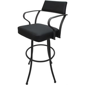 Carolina Extra Tall 34&quot Swivel Metal Bar Stool - Black Vinyl - Gray Frame