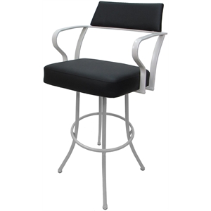 Carolina Extra Tall 34&quot Swivel Metal Bar Stool - Black  Vinyl - White Frame
