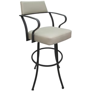 Carolina Extra Tall 34&quot Swivel Metal Bar Stool - Ocean Beige Vinyl - Gray Frame