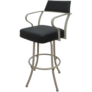 Carolina Extra Tall 34&quot Swivel Metal Bar Stool - Gray Vinyl - Beige Frame