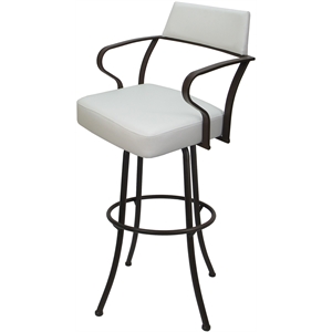 Carolina Extra Tall 34&quot Swivel Metal Bar Stool - White Vinyl - Brown Frame