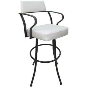 Carolina Extra Tall 34&quot Swivel Metal Bar Stool - White Vinyl - Gray Metal