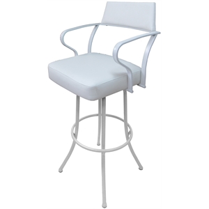 Carolina Extra Tall 34&quot Swivel Metal Bar Stool - White Vinyl - White Metal