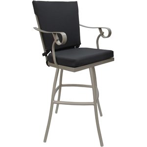 Outdoor/Indoor Counter Bar Stool 26&quot Jamey - Dark Gray Linen Fabric - Beige