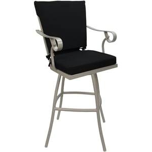 Outdoor/Indoor Extra Tall Bar Stool 34&quot Jamey - Black Fabric - Beige Frame