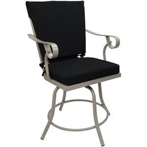 Outdoor/Indoor Patio Dining Chair - Jamey - Black Fabric - Beige Frame