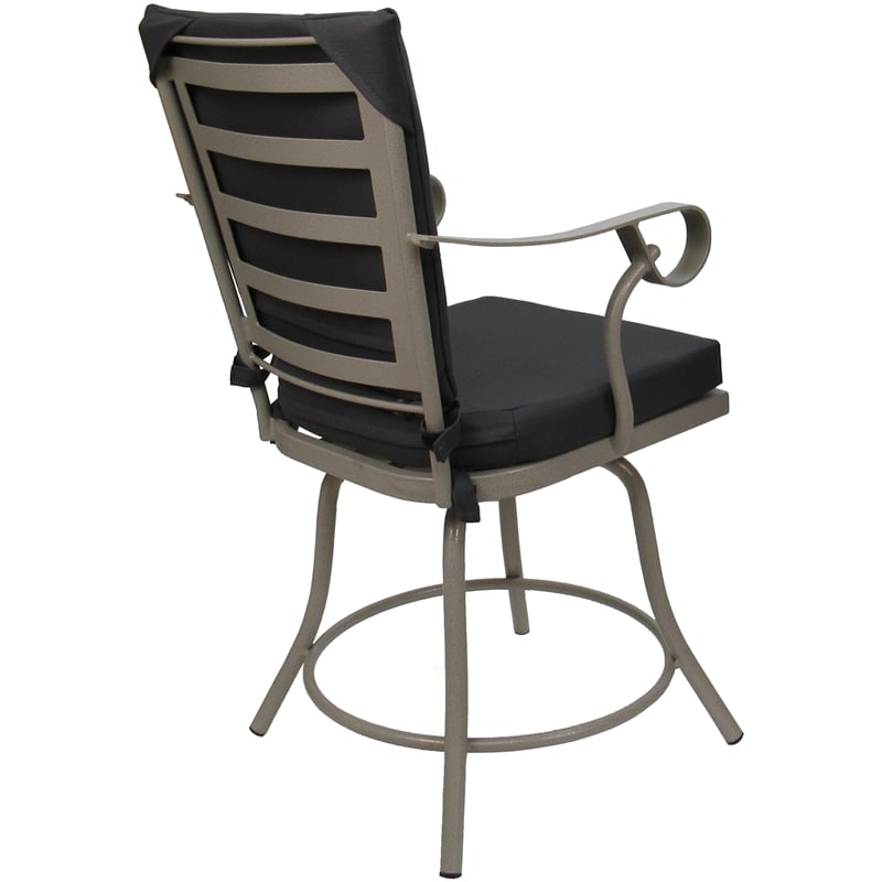 Outdoor/Indoor Patio Dining Chair - Jamey - Dark Gray Linen Fabric - Beige