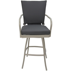 Outdoor or Indoor Counter 26&quot Bar Stool - Ofir - Dark Gray Linen - Beige