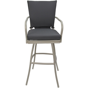 Outdoor or Indoor Extra Tall Bar Stool 34&quot Ofir - Dark Gray Linen - Beige