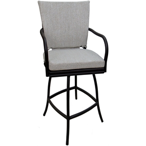 Outdoor or Indoor Counter 26&quot Bar Stool - Ofir - White Linen - Black