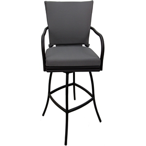 Outdoor or Indoor 30&quot Bar Stool - Ofir - Dark Gray Linen - Black