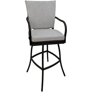 Outdoor or Indoor Extra Tall Bar Stool 34&quot Ofir - White Linen - Black