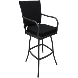 Outdoor or Indoor Extra Tall Bar Stool 34&quot Ofir-B-W Blue Beige Fabric-Gray Frame