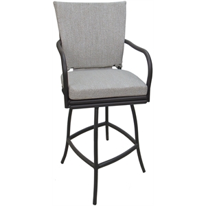 Outdoor or Indoor Counter 26&quot Bar Stool - Ofir - White Linen Fabric - Gray Frame