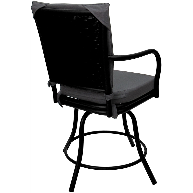 Outdoor/Indoor Patio Dining Chair - Ofir - Dark Gray Linen Fabric - Black Frame